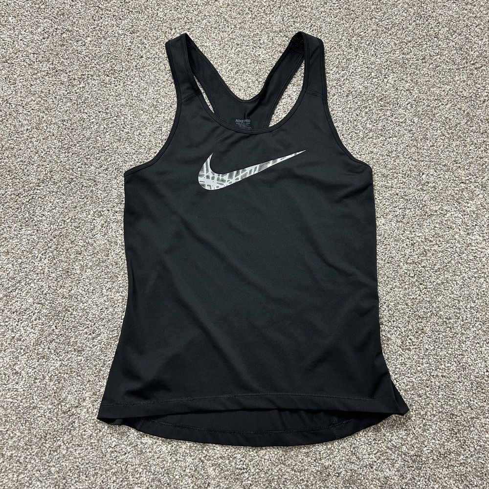 Nike Pro Tank Top Womens Medium Black Racerback Training Gym Running Workout